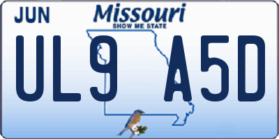 MO license plate UL9A5D