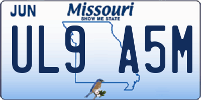 MO license plate UL9A5M
