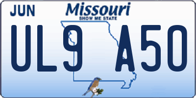 MO license plate UL9A5O