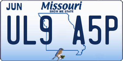 MO license plate UL9A5P