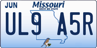 MO license plate UL9A5R