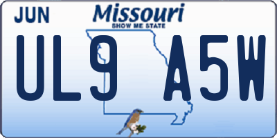 MO license plate UL9A5W