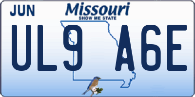 MO license plate UL9A6E
