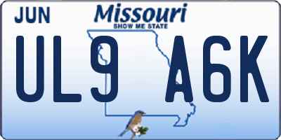MO license plate UL9A6K