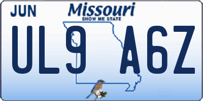 MO license plate UL9A6Z