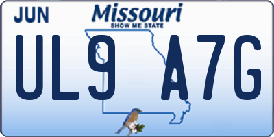 MO license plate UL9A7G
