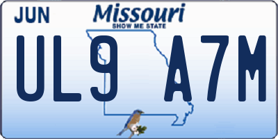 MO license plate UL9A7M