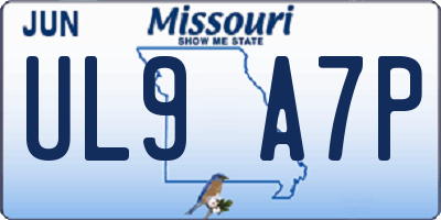 MO license plate UL9A7P