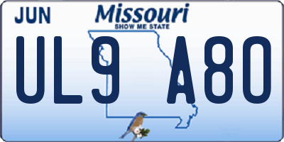 MO license plate UL9A8O