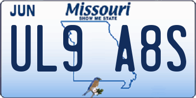 MO license plate UL9A8S