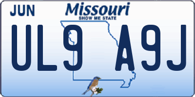 MO license plate UL9A9J