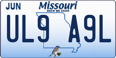 MO license plate UL9A9L
