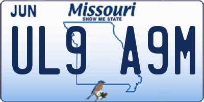 MO license plate UL9A9M