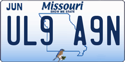 MO license plate UL9A9N