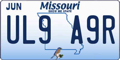 MO license plate UL9A9R