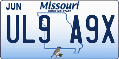 MO license plate UL9A9X
