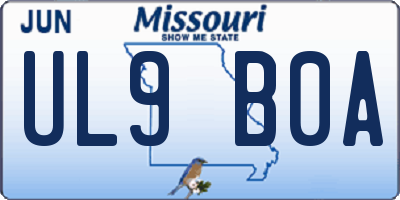 MO license plate UL9B0A