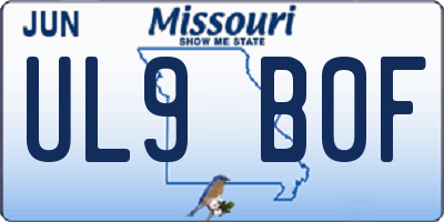 MO license plate UL9B0F