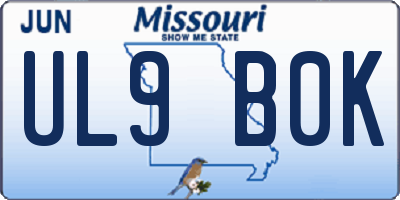 MO license plate UL9B0K
