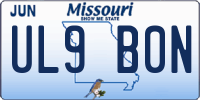MO license plate UL9B0N