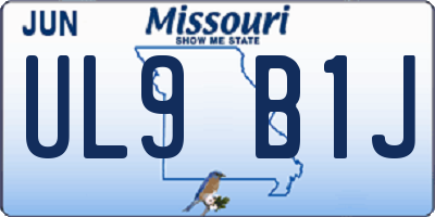 MO license plate UL9B1J