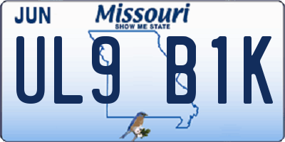 MO license plate UL9B1K