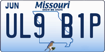 MO license plate UL9B1P