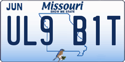 MO license plate UL9B1T
