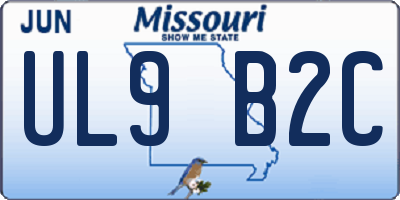 MO license plate UL9B2C