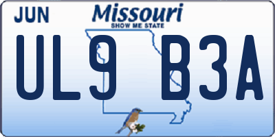 MO license plate UL9B3A