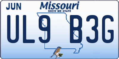 MO license plate UL9B3G