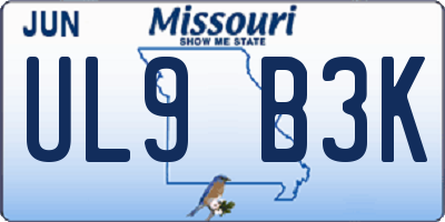 MO license plate UL9B3K