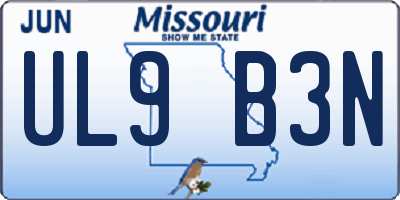 MO license plate UL9B3N