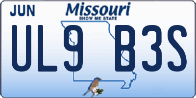 MO license plate UL9B3S