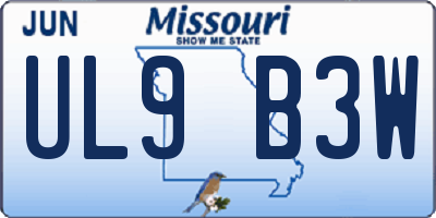MO license plate UL9B3W