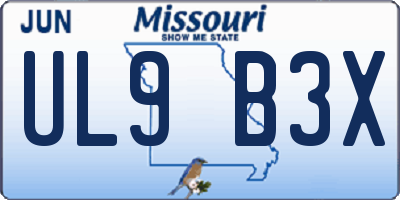 MO license plate UL9B3X