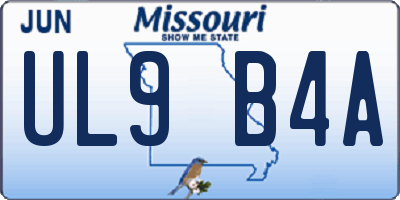 MO license plate UL9B4A