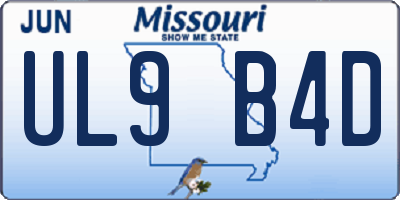 MO license plate UL9B4D