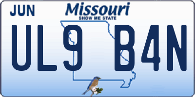 MO license plate UL9B4N
