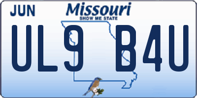 MO license plate UL9B4U
