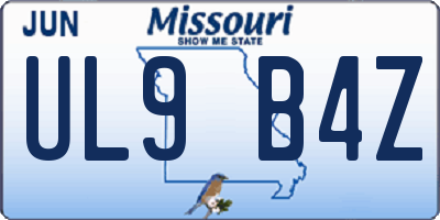 MO license plate UL9B4Z