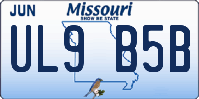 MO license plate UL9B5B