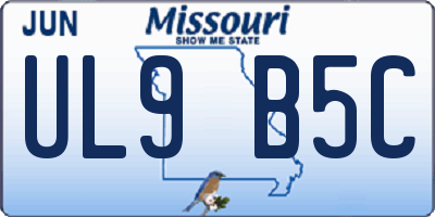 MO license plate UL9B5C