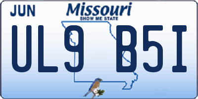 MO license plate UL9B5I