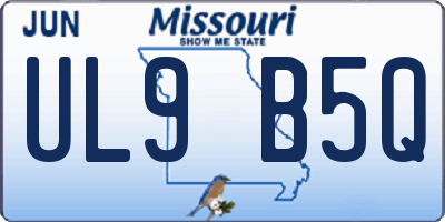 MO license plate UL9B5Q