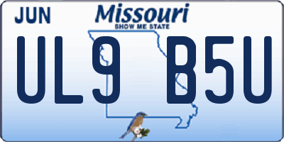 MO license plate UL9B5U