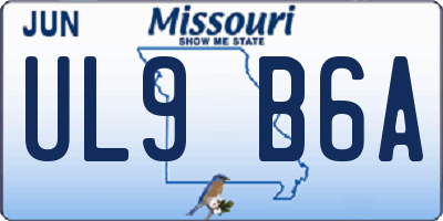 MO license plate UL9B6A