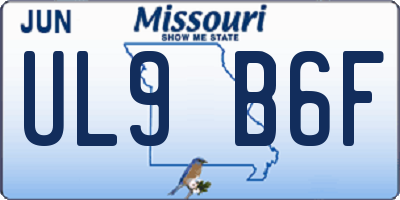 MO license plate UL9B6F