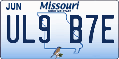 MO license plate UL9B7E