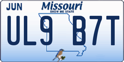 MO license plate UL9B7T